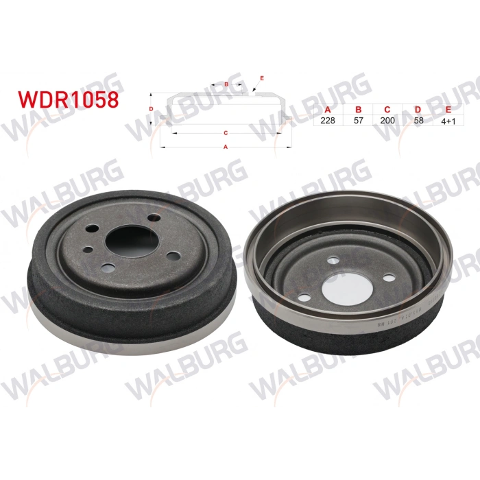 FREN KAMPANASI ARKA 4 DELIK 228X57X200X58 OPEL ASTRA F 1.4i - 1.6i 1991-1998/ ASTRA F CLASSIC 1.4i - 1.6i 1998-2002 / KADETT E 1.3 - 1.4 - 1.6 1994-1993