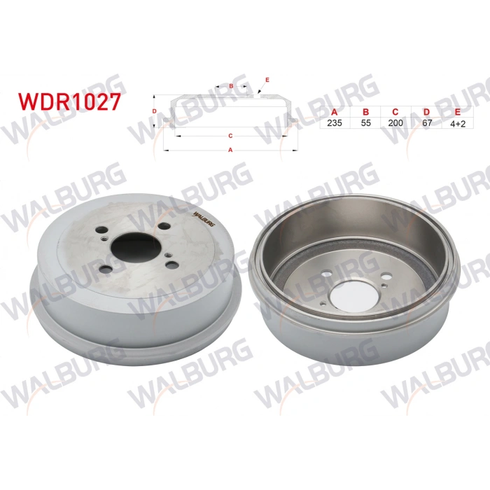 FREN KAMPANASI ARKA 4 DELIK 235X55X200X67 TOYOTA COROLLA 1.3i - 1.6i 1992-1997 / COROLLA 1.3i - 1.4i - 1.6i 1997-2002