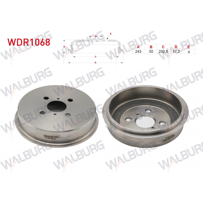 FREN KAMPANASI ARKA 4 DELIK 243X57,2X202,6X57,2 TOYOTA YARIS (_P9_) 1.0 VVT-I - 1.33VVT-I - 1.4 D-4D 2005-2012 / YARIS (_P13_) 1.0 VVT-I - 1.3 VVT-I - 1.4 D-4D - 1.5 HYBRID 2011-