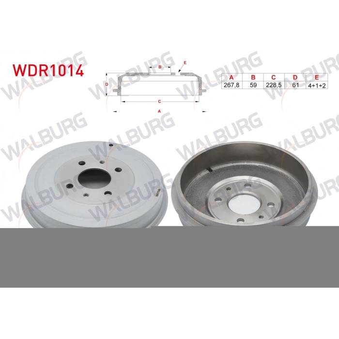 FREN KAMPANASI ARKA 4 DELIK 267,8X59X228,5X61 FIAT DOBLO 1.3 JTD - 1.9 JTD 2001-2010 / FIORINO 1.3 MJT 1998-2005 / LINEA 1.3 MJT 2007-