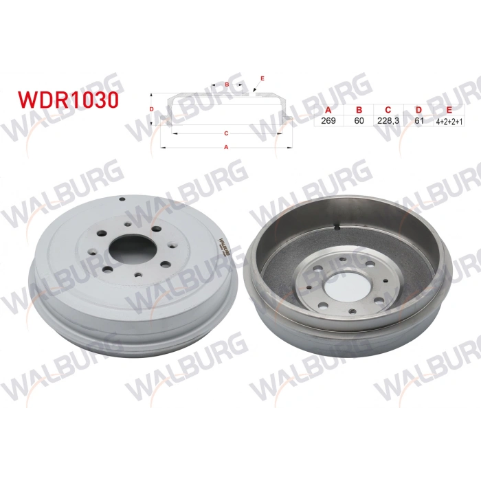 FREN KAMPANASI ARKA 4 DELIK 269X60X228,3X61 FIAT G.PUNTO 1.3 MJT - 1.4 2005-2012 / G.PUNTO EVO 1.3 MJT - 1.4 2008-2012 / OPEL CORSA D 1.2 - 1.4 - 1.3 CDTI 2006-2014/ CORSA E 1.2 - 1.4 - 1.3 CDTI 2014-