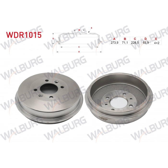 FREN KAMPANASI ARKA 4 DELIK 273,9X71,1X228,5X65,9 CITROEN BERLINGO 1.9 D - 1.6 HDI 1996-2008 / XSARA 1.4 HDI - 1.6 1997-2005 / PEUGEOT PARTNER 1.6 HDI - 1.9 D 1996-2008 / 306 1.6i - 1.8i 1993-2002
