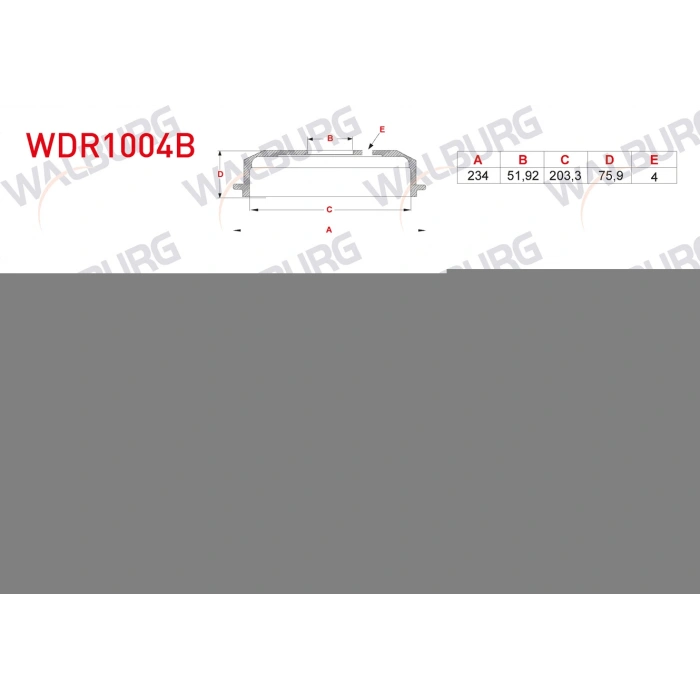 FREN KAMPANASI ARKA RULMANLI 4 DELIK 234X51,92X203,3X75,9 RENAULT CLIO II 1998-2005/ MEGANE II 2002-2008 / SYMBOL II 2008-2012 /DACIA LOGAN 2004-2012/ R19
