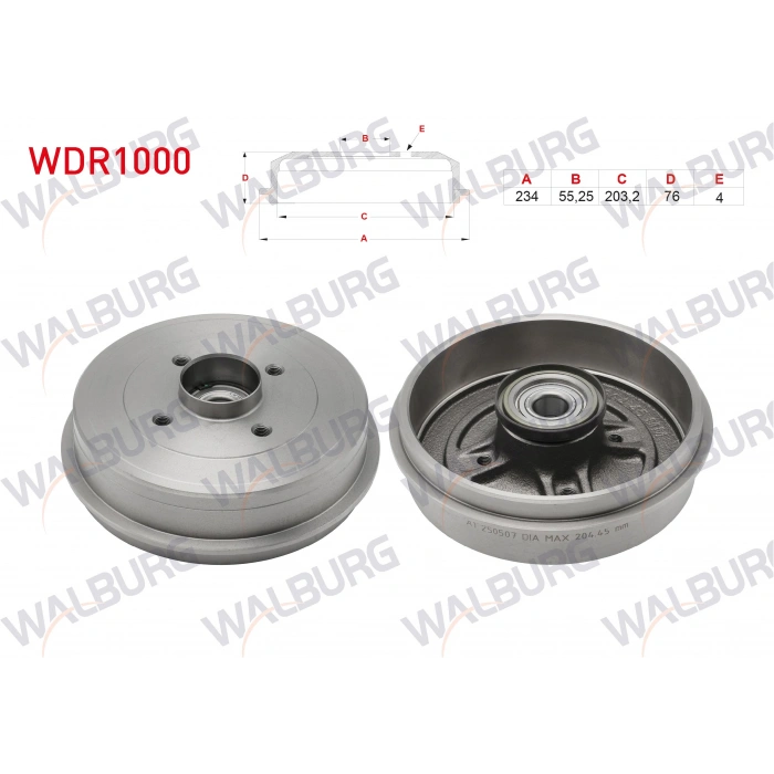 FREN KAMPANASI ARKA RULMANLI ABS OKUYUCULU 4 DELIK 234X55,25X203,2X76 RENAULT SYMBOL III (JZ0/1) 1.5 DCI 2012- / CLIO IV 1.5 DCI 2012-2020