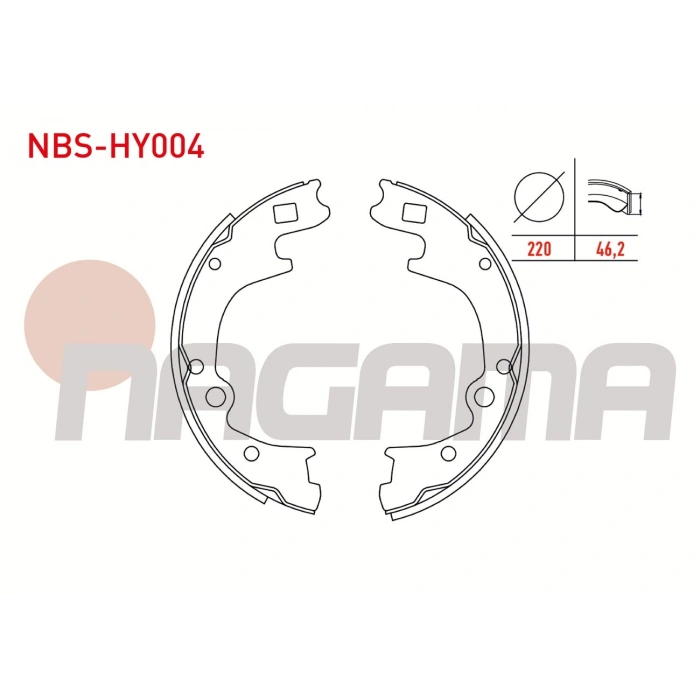 FREN PABUC BALATA ARKA 220X46,2mm HYUNDAI H100 2.5 D KAMYONET 1993-2004