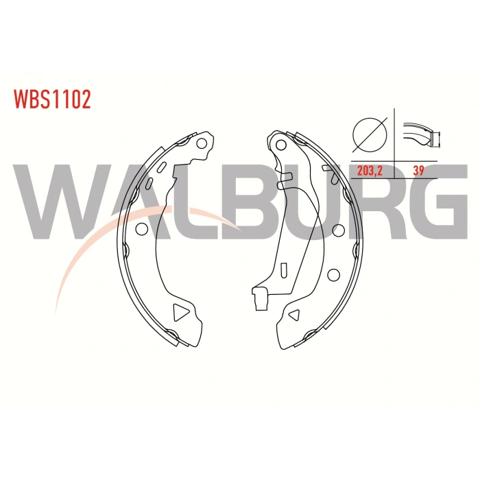 FREN PABUC BALATA ARKA RENAULT R19 1.4 LEVYELI 203,2X39 mm 1988-2001/ R19 1.6 1988-2001/ R19 1.9 D- 1988-2001/ R19 1.8i 16v- 1988-2001/ R19 1.7 1988-2001