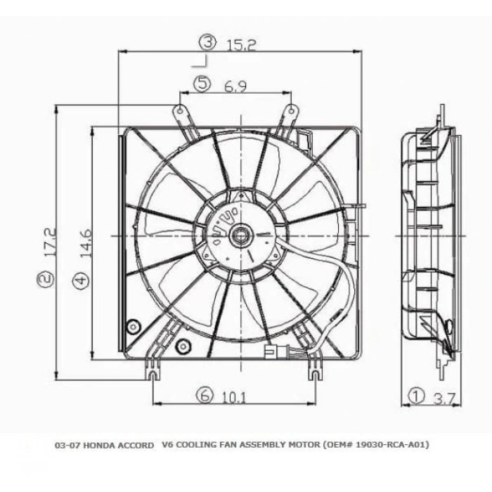 HONDA ACCORD- 03/08; RADYATÖR FAN DAVLUMBAZI KOMPLE PLASTİK (2.4CC) V6 (5KANAT)