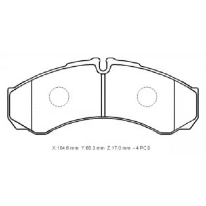 IVECO DAILY- 90/98; ÖN FREN BALATASI (KABLOSUZ)(DİSK) (164.6X66.3X17)(BRAMAX)