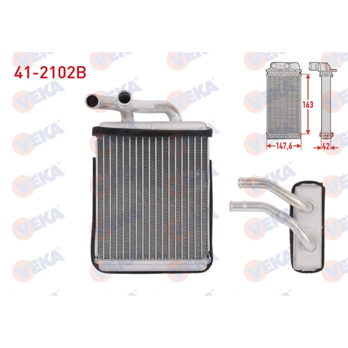 KALORIFER RADYATÖRÜ A/M 163X148X42 : KALORIFER PETEGI : BRAZING H100 KMY DIZEL 1993-2003