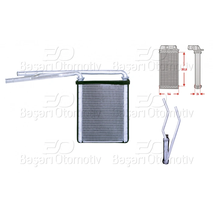 KALORIFER RADYATORU BRAZING 144X197 MM TOYOTA YARIS 1.0 1.33 1.8 1.4 05 >