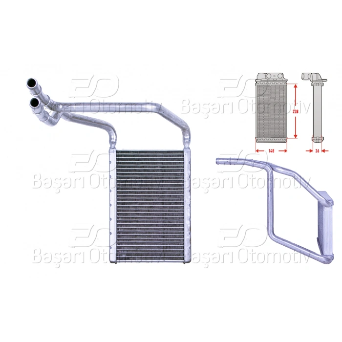 KALORIFER RADYATORU BRAZING 149X238 MM FORD TOURNEO CUSTOM V362 (F3) 2.0 EcoBlue 15> TRANSIT CUSTOM V362 2.0 EcoBlue 15>
