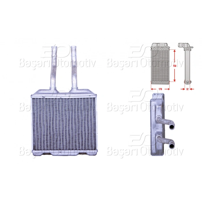 KALORIFER RADYATORU BRAZING 160X190 MM OPEL COMBO 1.2 1.4 1.7 D CORSA B 1.0 1.2 1.4 I 1.5 D 1.6 I 1.7 D TIGRA 1.4 1.6 16V 93 >