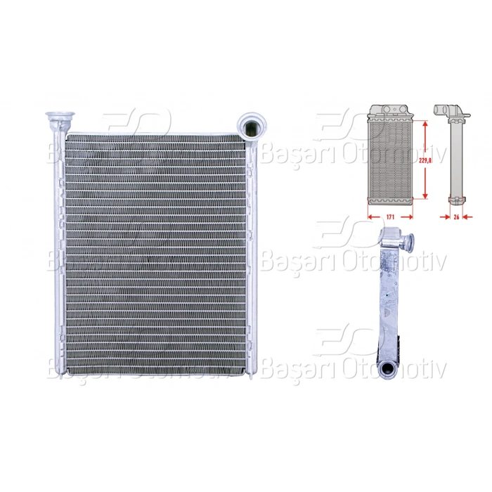 KALORIFER RADYATORU BRAZING 170X223 MM PEUGEOT308 1.4 1.6 16V RCZ 1.6 16V 2.0 HDI CITROEN C3 1.2 THP 1.6 HDI 07 >