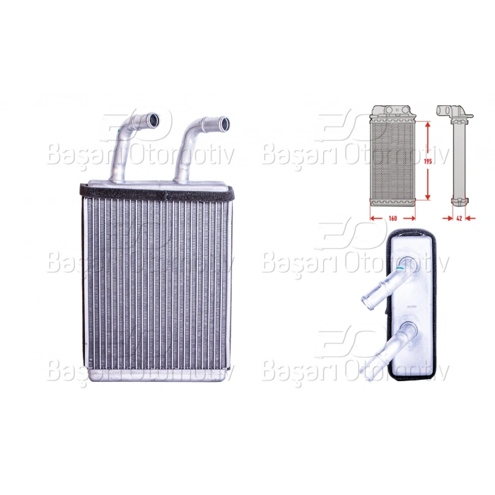 KALORIFER RADYATORU BRAZING 195X160X42 MM KIA PREGIO BOX 2.7 D 2.5 D 95 >