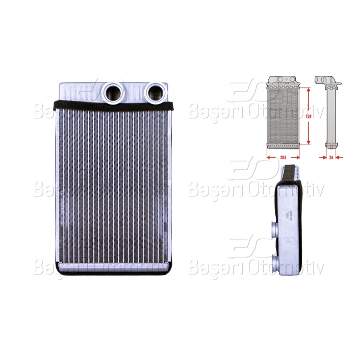 KALORIFER RADYATORU BRAZING 206X139 MM OPEL INSIGNIA A 1.4 1.6 CDTI 1.8 2.0 CDTI MERIVA B 1.4 1.7 CDTI CHEVROLET CRUZE 1.4 1.6 1.7 TD 08 >