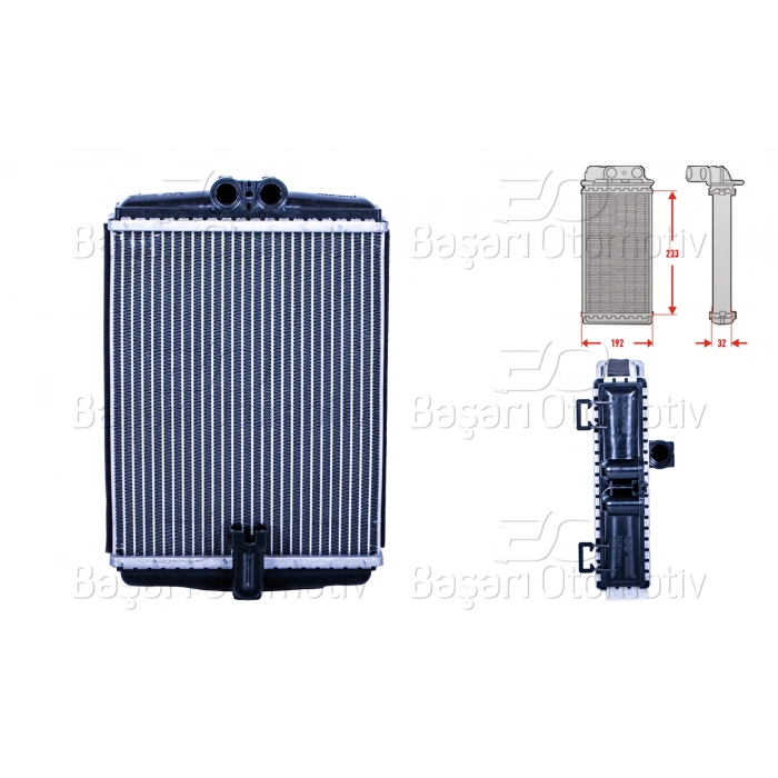 KALORIFER RADYATORU BRAZING 233X193 MM MERCEDES-BENZ E-SERISI (W210) E200-E55 95-02 CHRYSLER CROSSFIRE 3.2 03-08