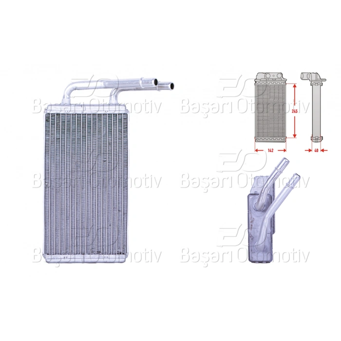 KALORIFER RADYATORU BRAZING 245X152 MM FORD TRANSIT (E_ _) 2.5 TD 94-00 TRANSIT TOURNEO 2.5 TD 94-00