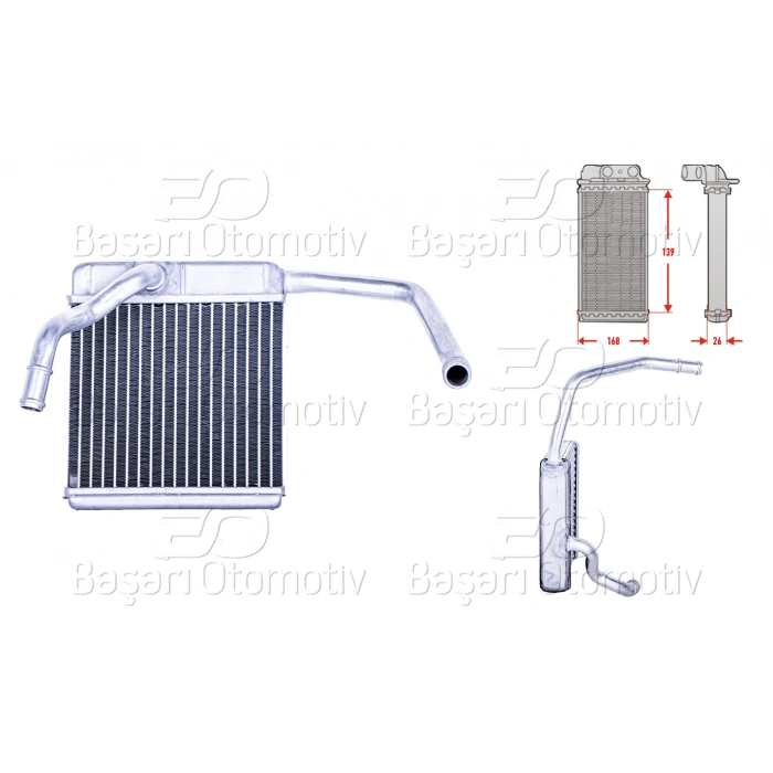 KALORIFER RADYATORU BRAZING MT-AT 139X168 MM FORD RANGER 2.5 2.9D 2.5TD 2.5TDI 99-12
