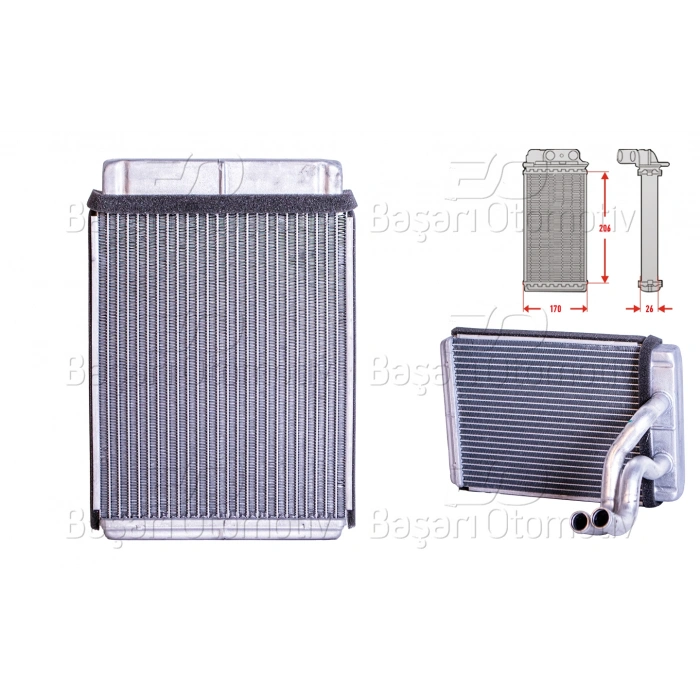 KALORIFER RADYATORU BRAZING MT-AT 166X170X42 MM HYUNDAI TRAJET2.0 CRDI 00 >