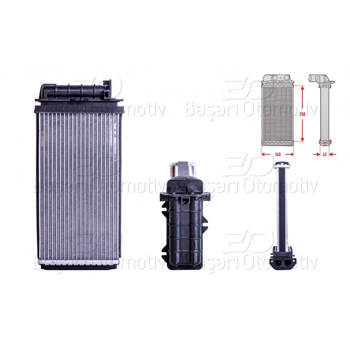 KALORIFER RADYATORU BRAZING MT-AT 250X140X42 MM ALFA ROMEO 1.4 I.E 1.6 1.7 1.8 I.E FIAT BRAVA 1.2 1.4 12V 1.6 16V 1.9 JTD BRAVO 1 1.2 1.4 1.6 16V 1.9 TD MAREA 1.6 16V 2.0 20 V 2.4 JTD 94 >