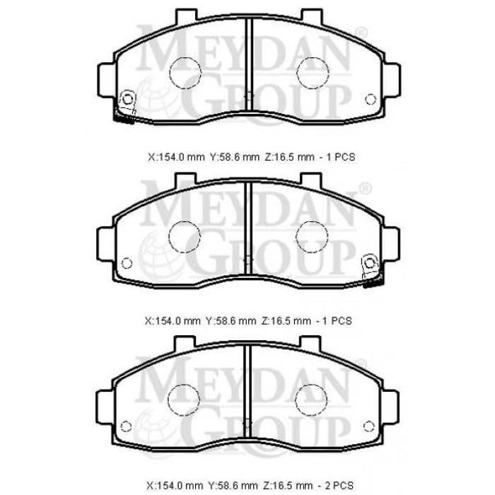 KIA PREGIO- MİNİBÜS- 98/02; ÖN FREN BALATASI (DİSK) (154X58,6X16,5) (DAIWA)