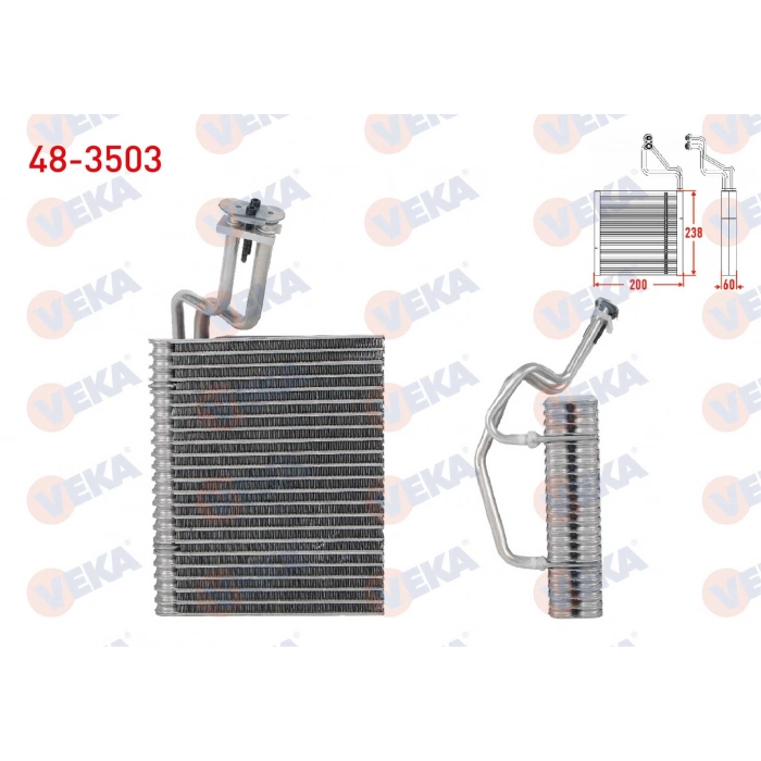 KLIMA EVAPORATORU BORULU 200X238X60 RENAULT KANGOO 1.5 DCI -1.6 16v 1998-2008 / KANGOO 1.9 DCI 2001- / KANGOO Express 1.5 DCI 2008- / CLIO II 1.5 DCI - 1.4i 16v - 1.6i 16v 1998-2005