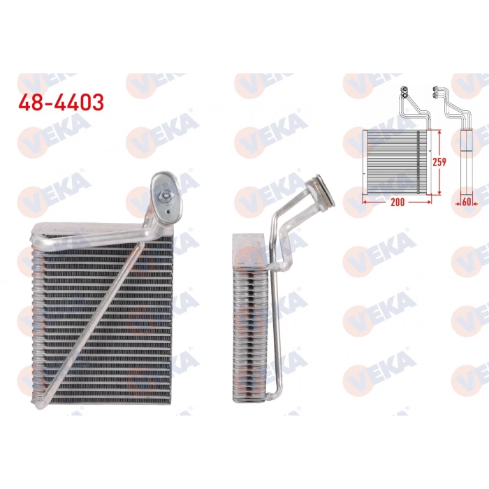 KLIMA EVAPORATORU BORULU 259X200X60 VOLKSWAGEN PASSAT (3B2) 1996-2000 / PASSAT PASSAT (3B3) 2000-2005 / AUDI A4 1994-2001 / SKODA SUPERB I 2005-2008
