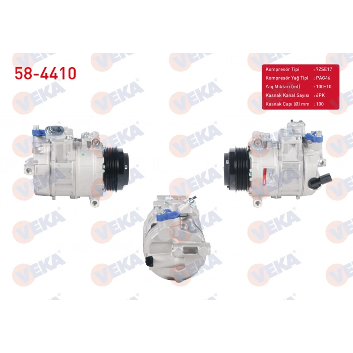 KLIMA KOMPRESORU 6PK 100mm VOLKSWAGEN CRAFTER 2.0 TDI 2011-