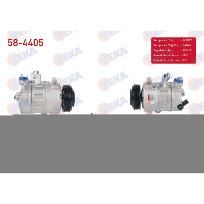 KLIMA KOMPRESORU 6PK 110mm AUDI A3 1.6 2003-2012/ SEAT LEON 1.4 TSI 2005-2012/ SKODA SUPERB 1.6 TDI 2010-2015/ VW CADDY III 2.0 TDI 2004-2015/ GOLF V 1.6i 2003-2009/ PASSAT 1.6 TDI 2008-2012