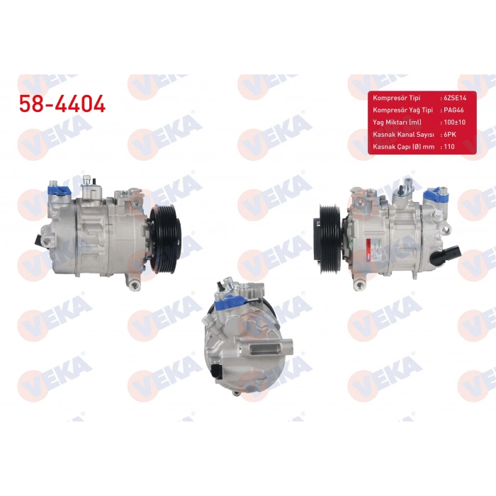 KLIMA KOMPRESORU 6PK 110mm AUDI A3 1.6 TDI 2003-2012/ SEAT LEON 1.6 TDI 2005-2012/ SKODA FABIA II 1.6 TDI 2006-2015/ VW CADDY III 1.6 TDI 2004-2015/ GOLF VI 1.6 TDI 2008-2013/ POLO 1.6 TDI 2009-