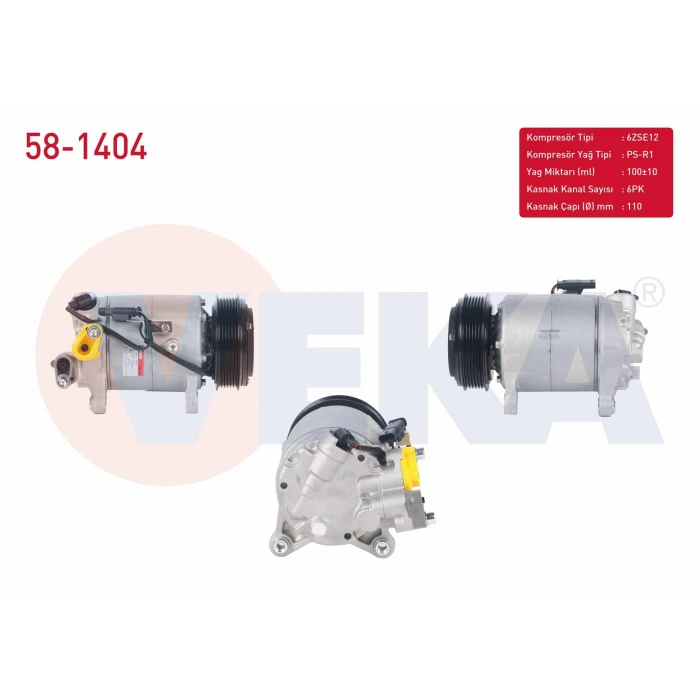 KLIMA KOMPRESORU 6PK 110mm BMW 2 SERISI (F45) 216D 2014-/ 5 SERISI (F10) 520 D 2010-/ X1 (F48) 2.0D 2014-/ X3 (F25) xDrive 2.0D 2010-