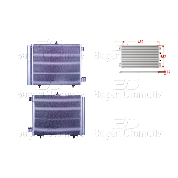 KLIMA RADYATORU 450X362X16 CITROEN C2. C3. C4 CACTUS. DS302>. PEUGEOT207. 208