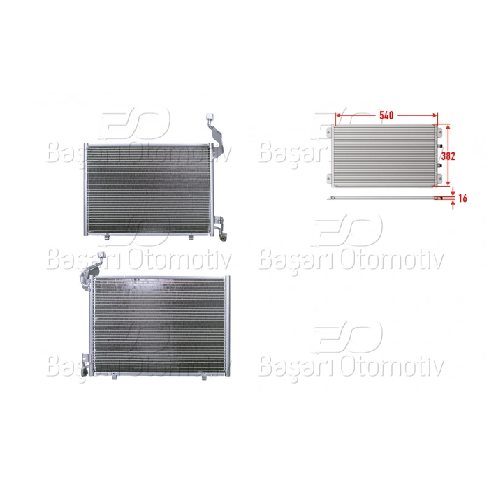 KLIMA RADYATORU 540X382X16 FORD FIESTA. B-MAX 1.6TDCI 12>