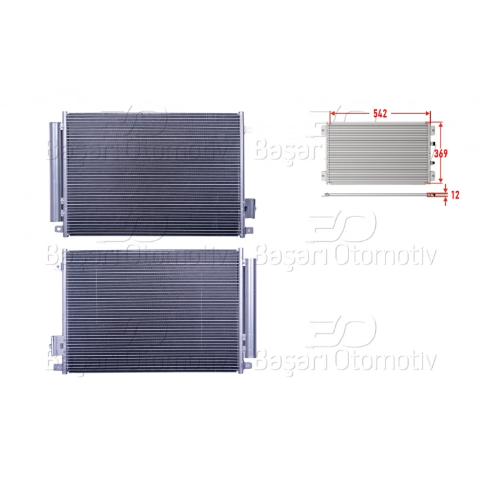 KLIMA RADYATORU 542X369X12 FIAT500 1.2. 1.4. 1.3JTD 07> PANDA 12>. LANCIA 11>