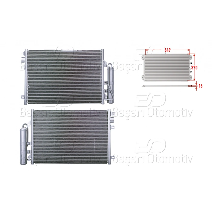 KLIMA RADYATORU 549X370X16 DACIA LOGAN 1.0 1.4 1.6 I SANDERO 1.6 I 16V CLIO 1.6 I 16V LOGAN 1.0 1.4 1.6 I 04 >