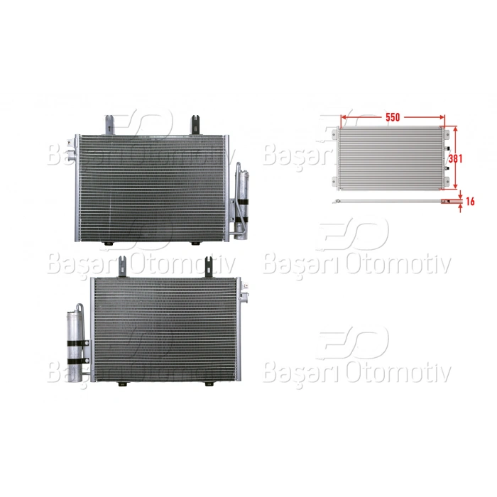 KLIMA RADYATORU 550X381X16 RENAULT KANGOO 1.2 1.4 1.5DCI 1.6 1.9DTI 97-03