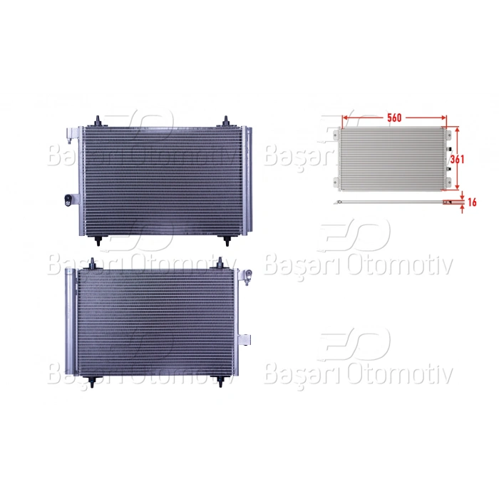 KLIMA RADYATORU 560X361X16 PEUGEOT 407. CITROEN C5 1.6HDI. 2.0HDI 05>