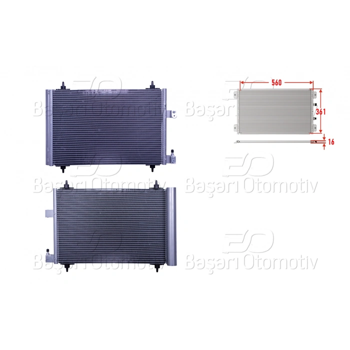 KLIMA RADYATORU 560X361X16 PEUGEOT307 2.0HDI . CITROEN C4 1.6HDI 01>
