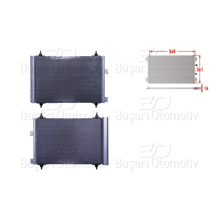 KLIMA RADYATORU 560X361X16 PEUGEOT307 BENZIN+1.4HDI. 2.0HDI