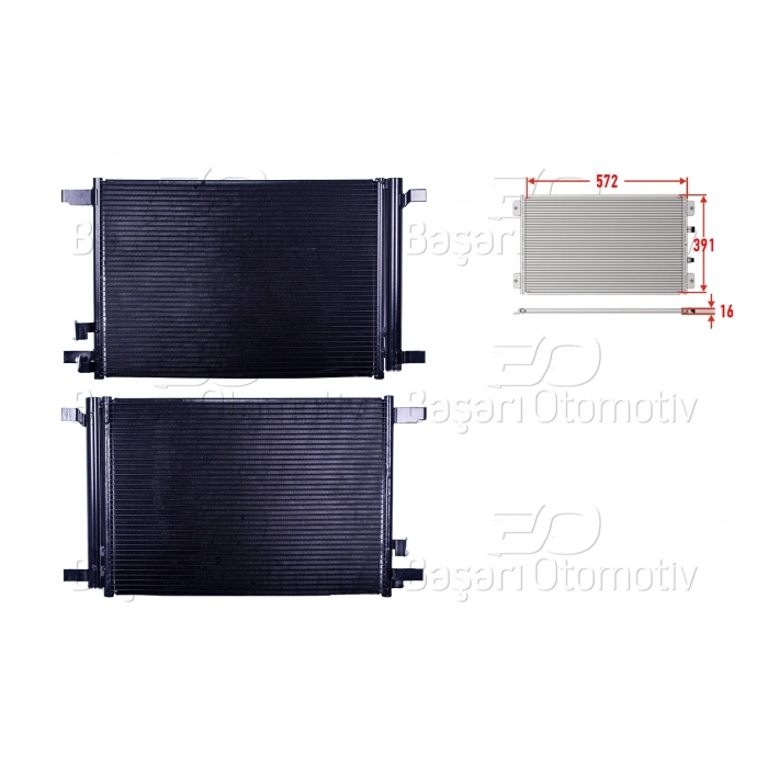 KLIMA RADYATORU 572X391X16 VW GOLF7 PASSAT TIGUAN AUDI A3 Q2 TT SKODA SUPERB OCTAVIA 3 SEAT LEON ATECA 1.0 TFSI 1.2 TFSI 1.4 TSI 1.4 TFSI 1.6 TDI 1.8 TFSI 2.0 TDI 2.0 TFSI 12 >