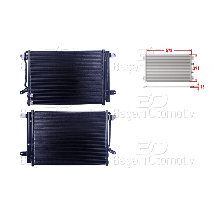 KLIMA RADYATORU 578X391X16 VW BETTLE JETTA 4 1.2 TSI 1.4 TSI 1.6 TDI 2.0 TDI 2.0 TSI 2.5 16 >