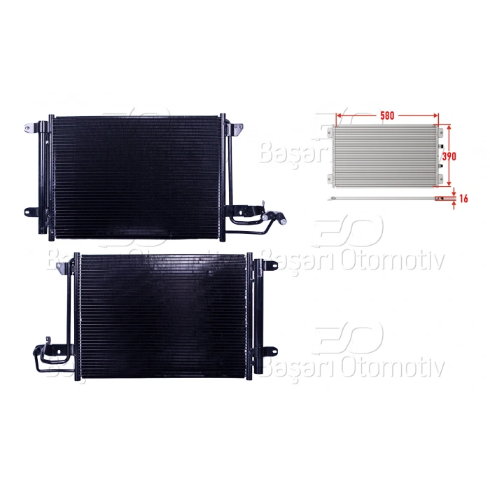 KLIMA RADYATORU 580X390X16 AUDI A3 SKODA OCTAVIA 2 VW CADDY GOLF PLUS 5 6 JETTA 3 TOURAN 1.4 TSI 1.4 TFSI 1.6 TDI 1.8 TFSI 2.0 TFSI 2.0 TDI 03 >
