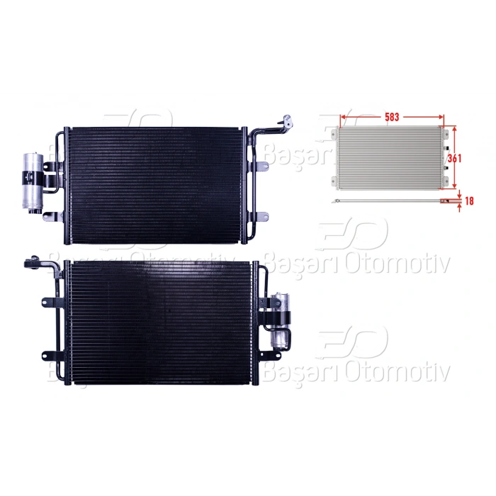 KLIMA RADYATORU 583X361X18 VW GOLF4 BORA AUDI A3 SEAT TOLEDO LEON SKODA OCTAVIA 1.4 1.6 1.6 FSI 1.8 1.9 SDI 1.9TDI 2.0 2.3 2.8 98 >