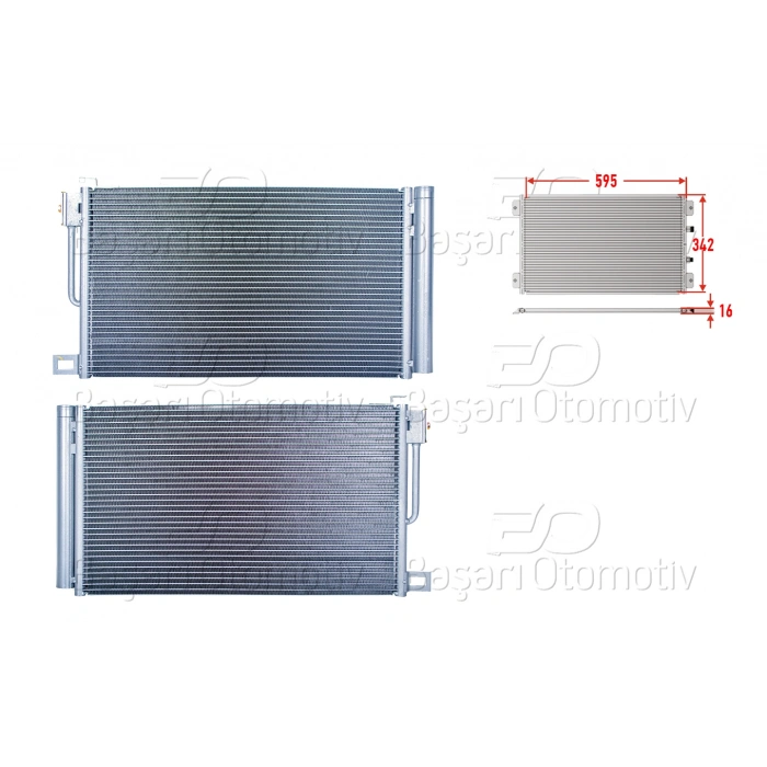 KLIMA RADYATORU 595X342X16 OPEL ADAM CORSA D PEUGEOT BIPPER CITROEN NEMO FIAT FIORINO 1.0 1.2 1.4 1.4 HDI 05 >