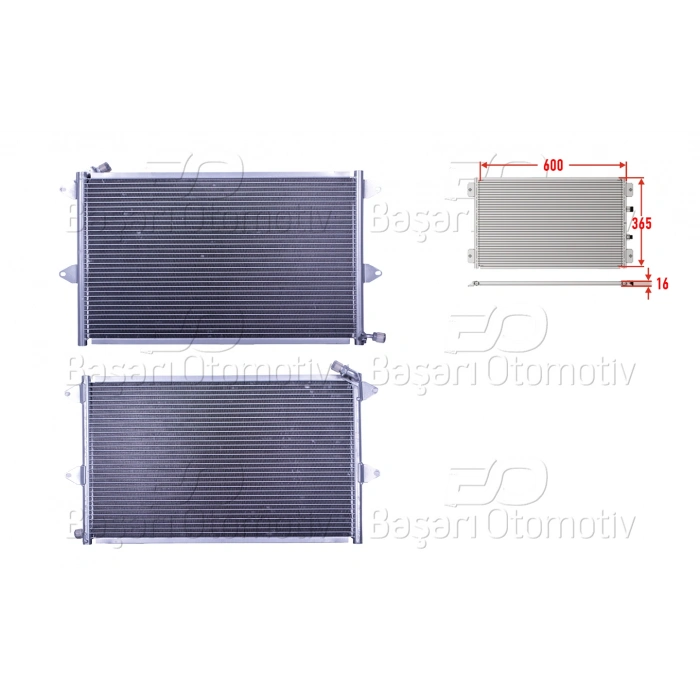 KLIMA RADYATORU 600X365X16 VW POLO 1.6 1.7 SDI 1.9 TDI CADDY 2 SEAT IBIZA 2 SEAT CORDOBA 1.4 I 1.6 I 1.8 I 1.9 D 93 >