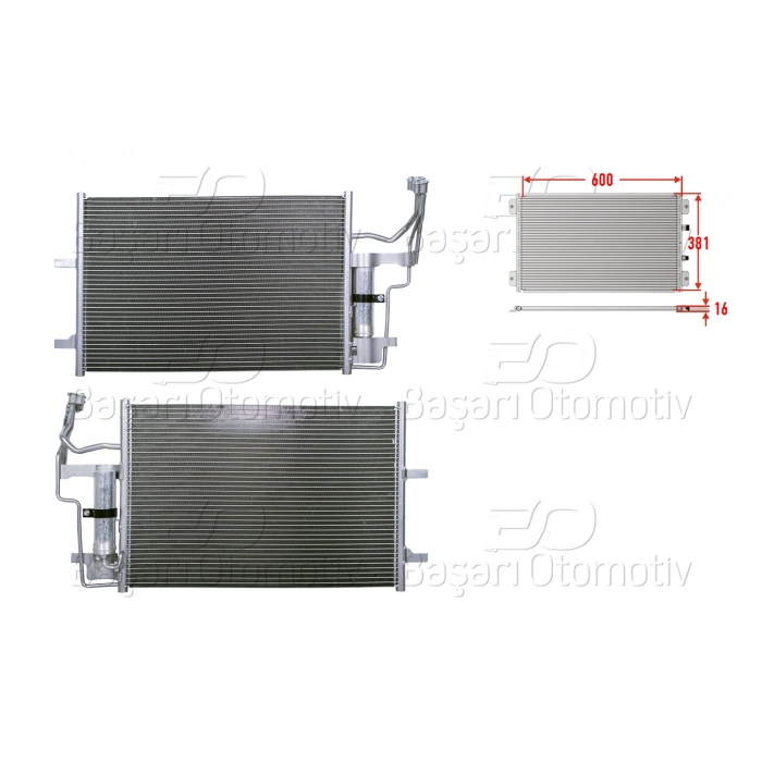 KLIMA RADYATORU 600X381X16 MAZDA3 5 1.3 1.6 2.0 2.3 03-08