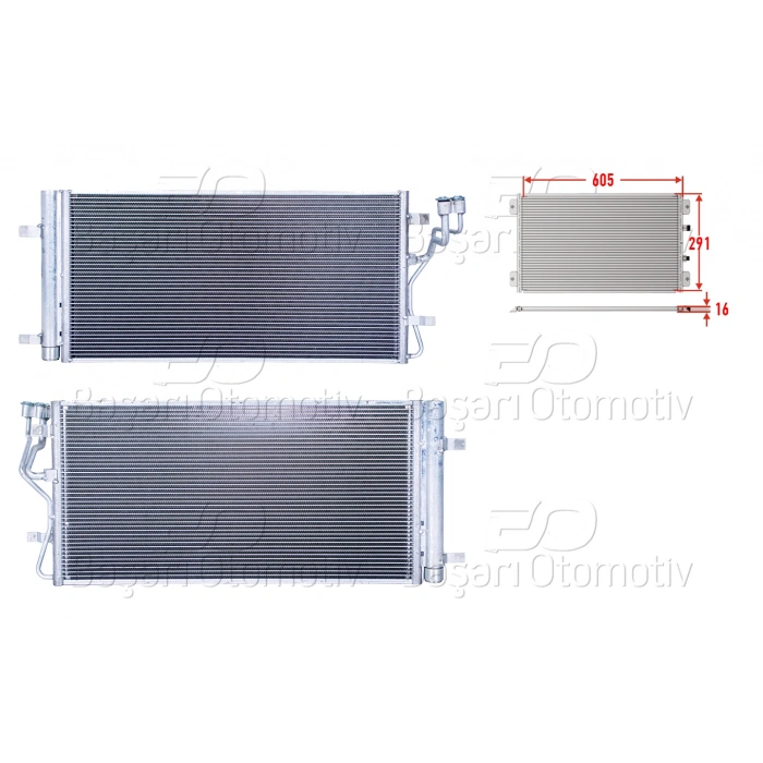 KLIMA RADYATORU 605X291X16 HYUNDAI KONA 1.0 1.6TGDI 1.6CRDI 17 >