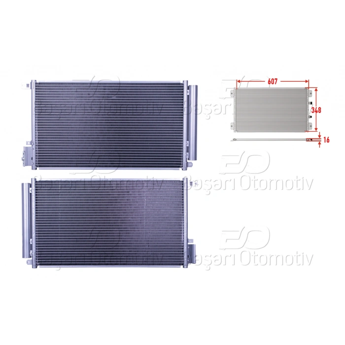 KLIMA RADYATORU 607X348X16 OPEL COMBO 1.4 ALFA ROMEO 1.0 08 >