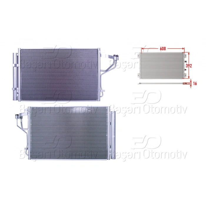 KLIMA RADYATORU 608X392X16 HYUNDAI I30 (GD) 1.4 - 1.6 11-16/ ELANTRA 5 1.6 11-15-/ KIA CERATO 3 1.6 MPI 13-/ CEED 1.4 CVVT - 1.4 MPI - 1.6 GDI 12-18