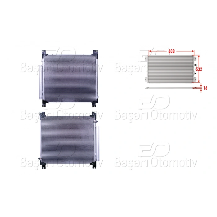 KLIMA RADYATORU 608X532X16 TOYOTA HILUX 2.4D-4D. 2.8D-4D 15>